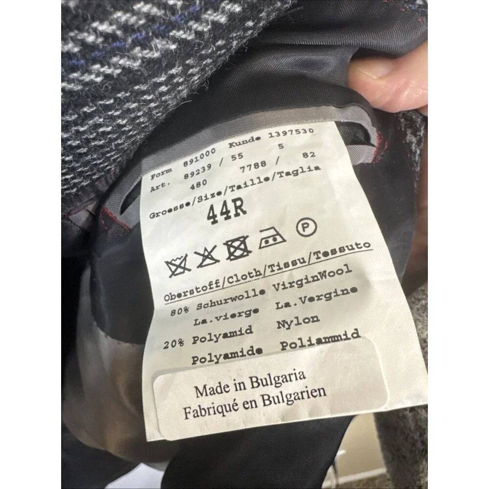 Bugatti Wool Sport Coat Men 44 44R‎ Gray Textured Blazer